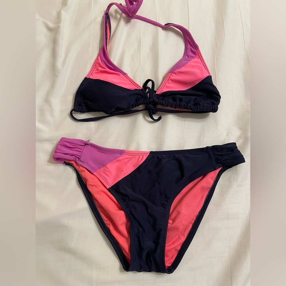 ✨2 for $10✨ Colorblock Bikini Set - Pink and Black